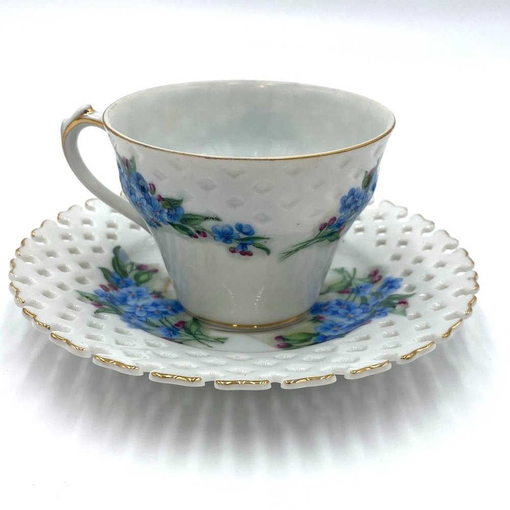 Norcrest Forget Me Not China Teacup and Saucer, 6/366-A